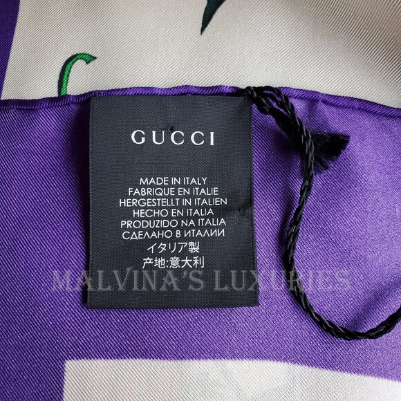GUCCI SCARF SILK TIGER ICONIC FLORA PRINT SQUARE VIBRANT FOULARD 35" - Picture 15 of 16
